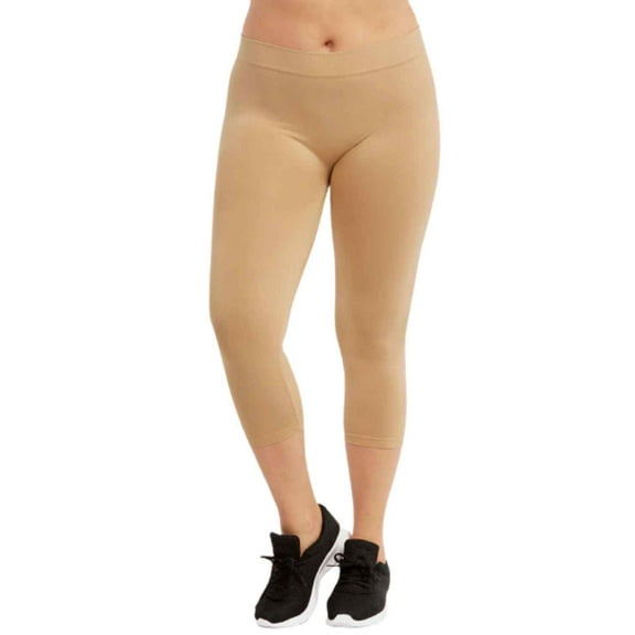 Women's Polyester Capri Leggings, Beige, Plus Size, 1 Piece
