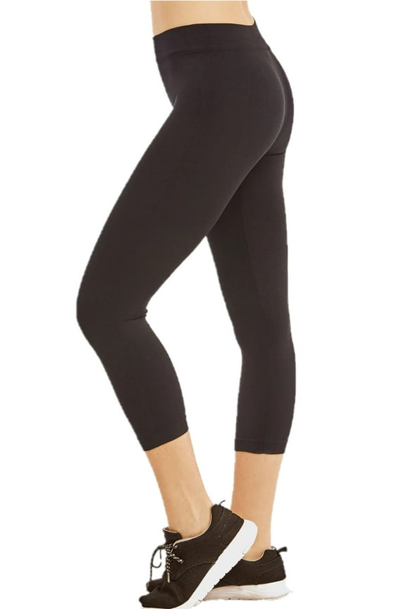 Women's Polyester Capri Leggings, Black, One Size, 1 Piece