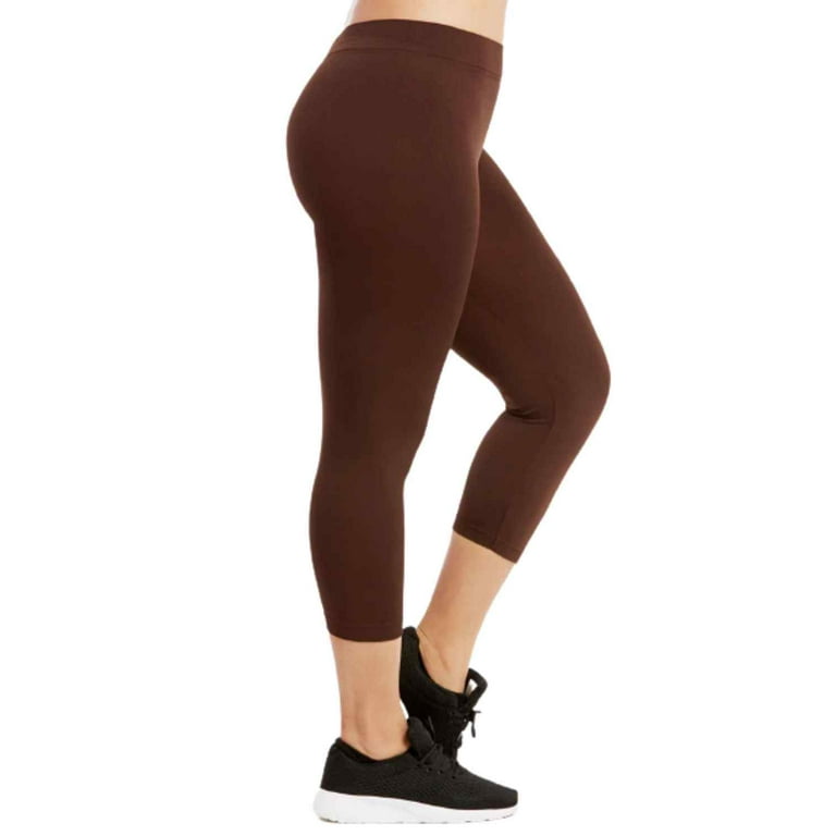 Women s Polyester Capri Leggings Brown Plus Size 1 Piece