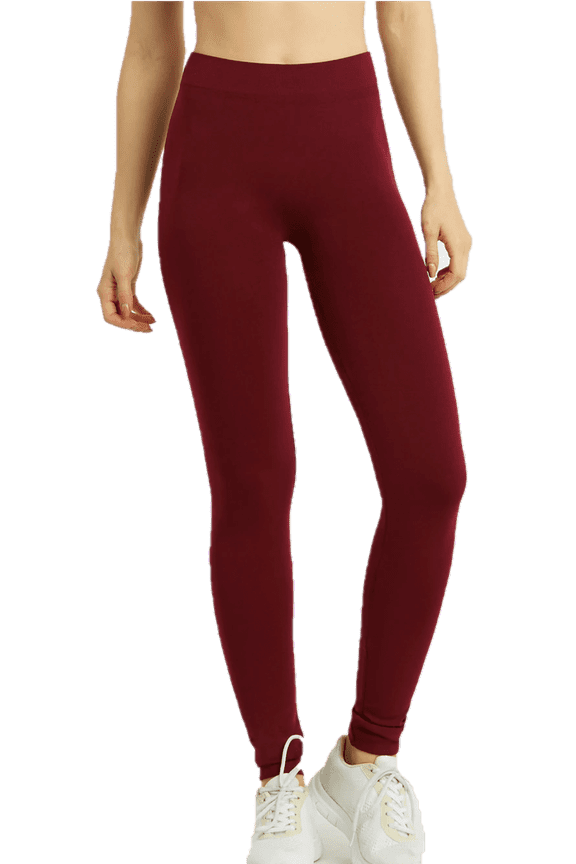 Women's Polyester Full Length Color Leggings, Plus Size, Burgundy, 1 Count, 1 Pack