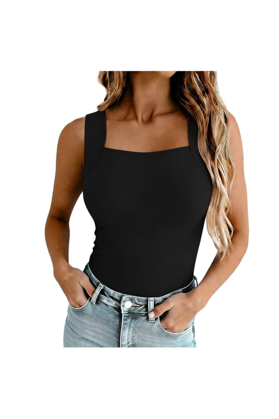 Women's Polyester Spandex Blend Tank Tops Casual Loungewear Seamless Stretch Built-In Chest Pad Sleeveless Tops for Daily Wear and Light Activity