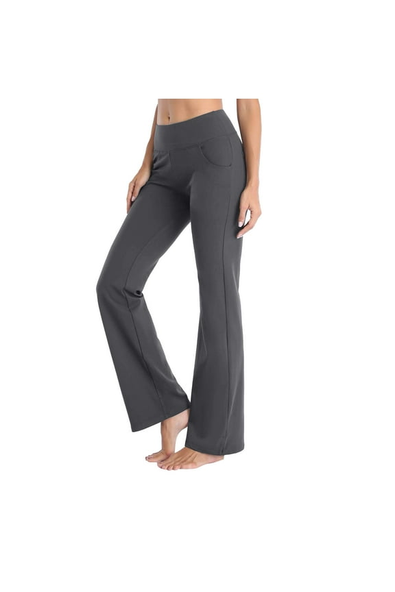 Women's Polyester-Spandex High Waisted Yoga Pants with Pockets for Workout and Daily Wear