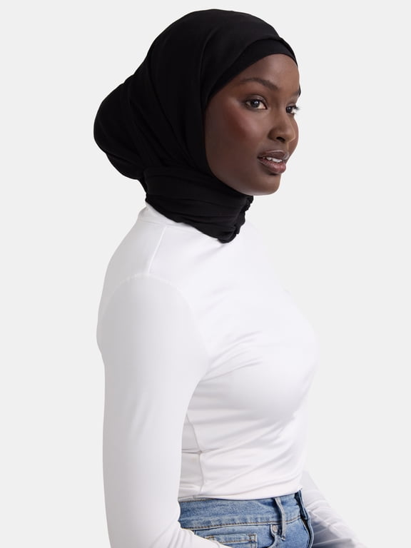 Women's Polyester Woven Chiffon Hijab, One Size, Black