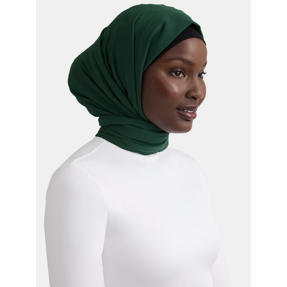 Women's Polyester Woven Chiffon Hijab, One Size, Forest Green