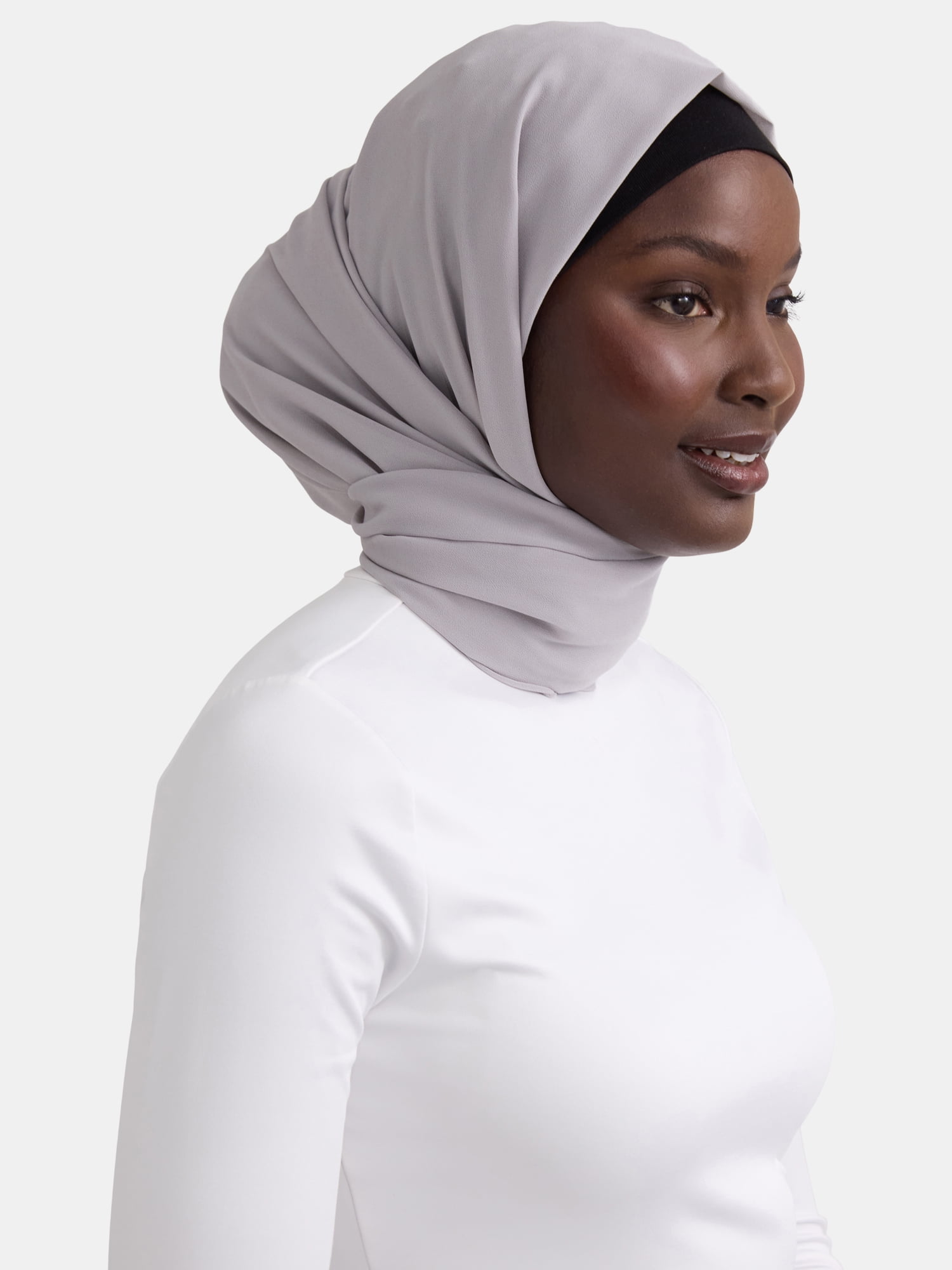 Women's Polyester Woven Chiffon Hijab, One Size, Light Gray