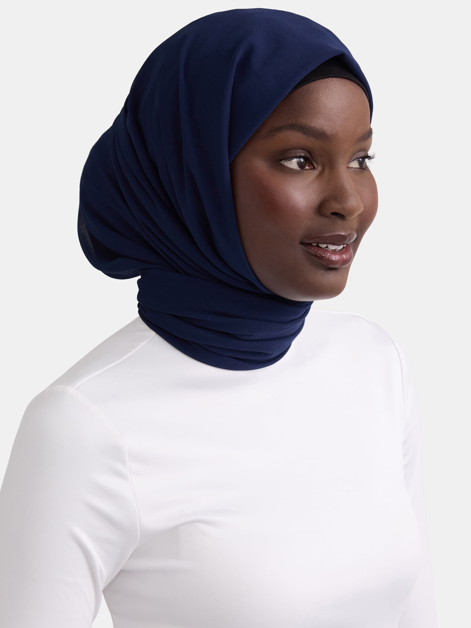 Women's Polyester Woven Chiffon Hijab, One Size, Navy