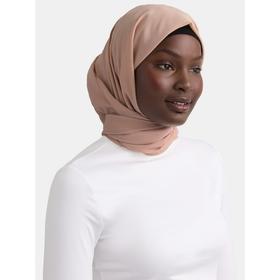 Women's Polyester Woven Chiffon Hijab, One Size, Nude
