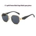 thumbnail image 1 of Womens Polygonal Sunglasses Large Rim Metal Frame Sun Glasses for Fashion Travel and Sun Protection Elegant Minimalist, 1 of 7