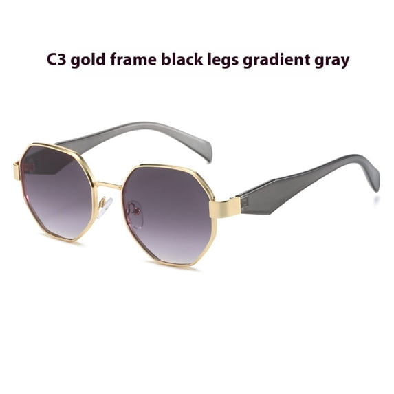 Womens Polygonal Sunglasses Large Rim Metal Frame Sun Glasses for Fashion Travel and Sun Protection Elegant Minimalist