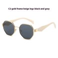thumbnail image 1 of Womens Polygonal Sunglasses Large Rim Metal Frame Sun Glasses for Fashion Travel and Sun Protection Elegant Minimalist, 1 of 7