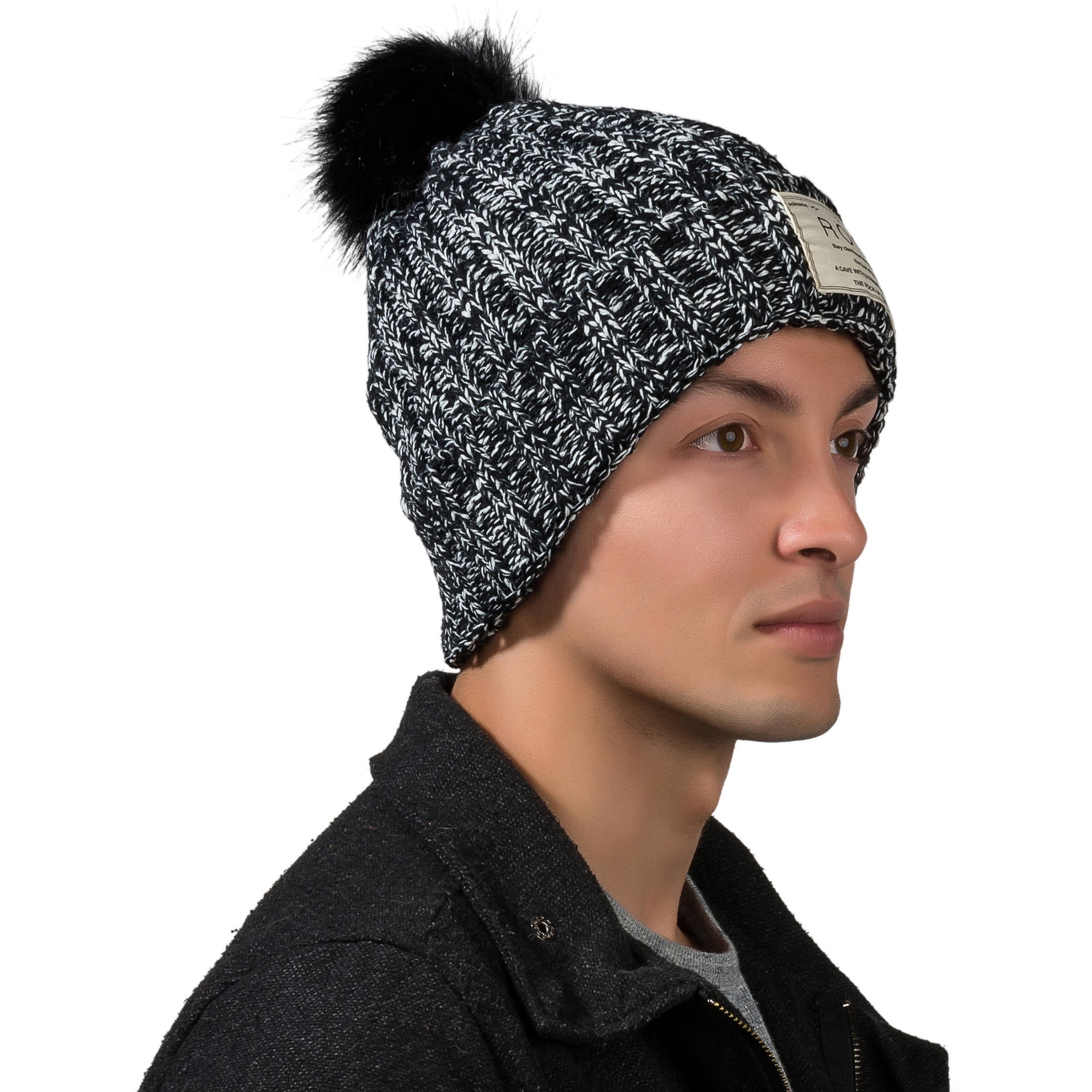 Women's Pompom Rock Knit Autumn Winter Beanie [One Size Fits Most]