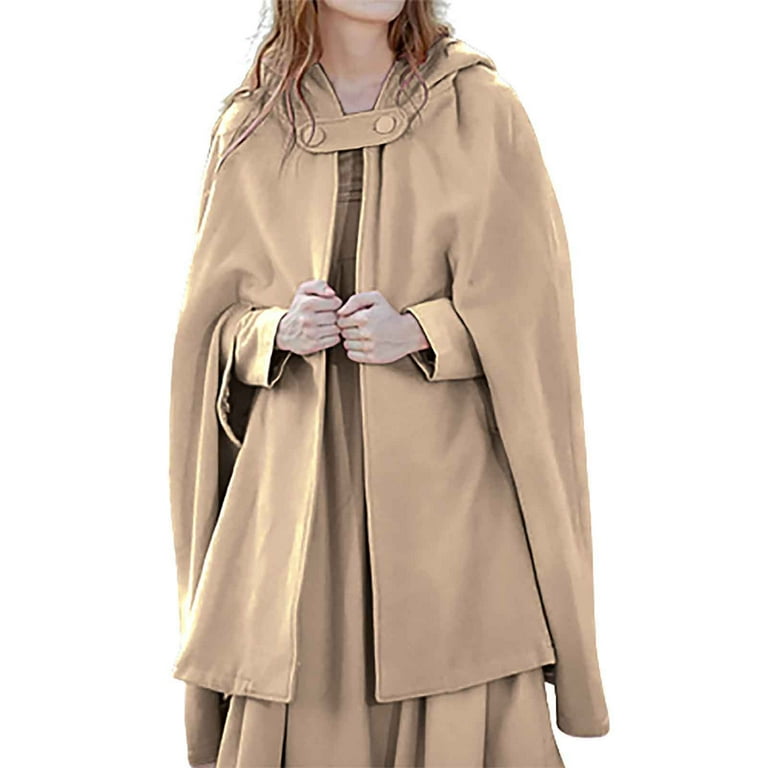 Women's Poncho Cape with Pockets, Hooded Cloak for Women