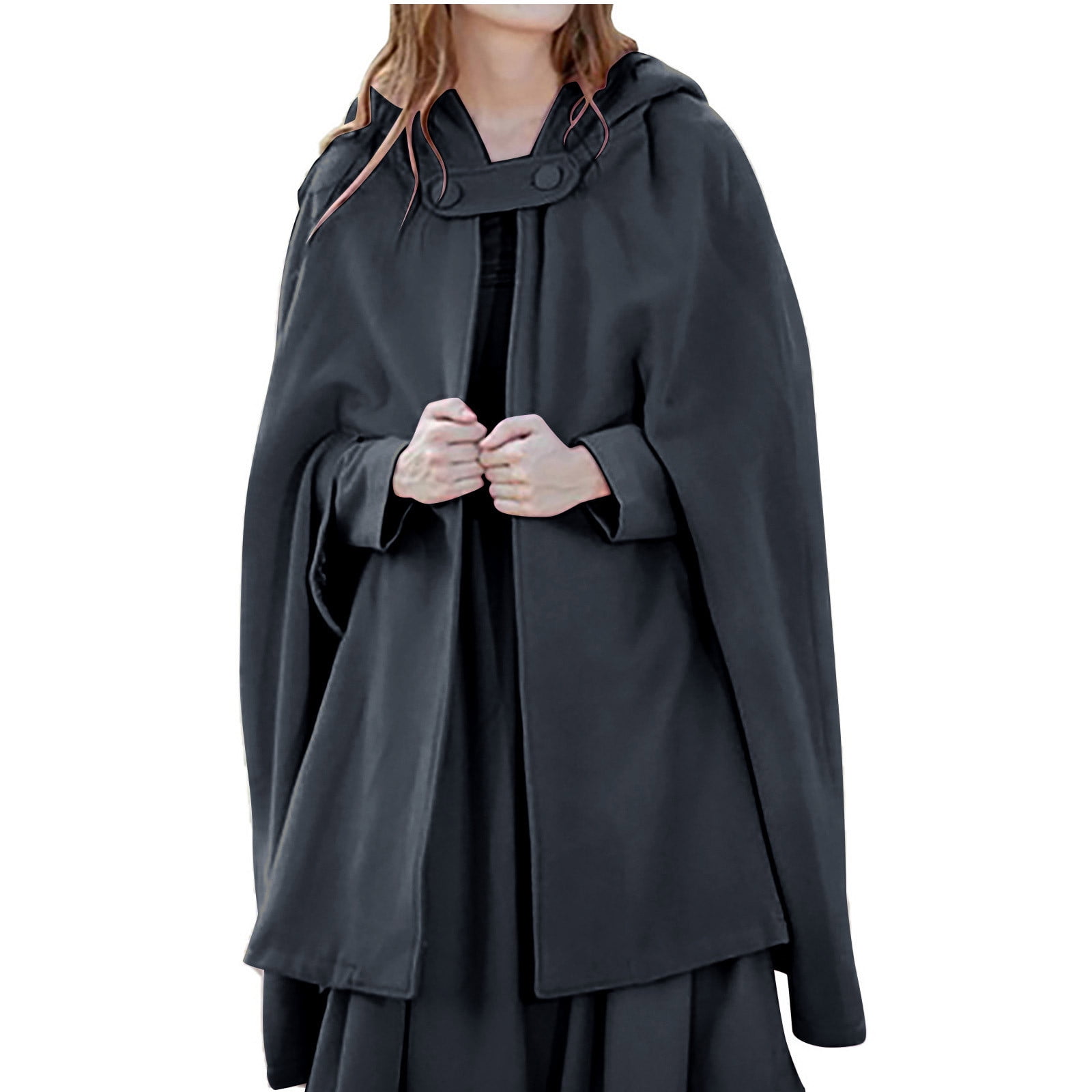 Women's Poncho Cape with Pockets, Hooded Cloak for Women Plus Size