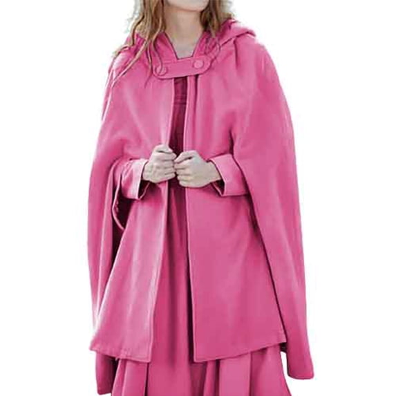 Women's Poncho Cape with Pockets, Hooded Cloak for Women Plus Size Open Front Cardigan Shawls Coat Trench Outwear (Large, Hot Pink)