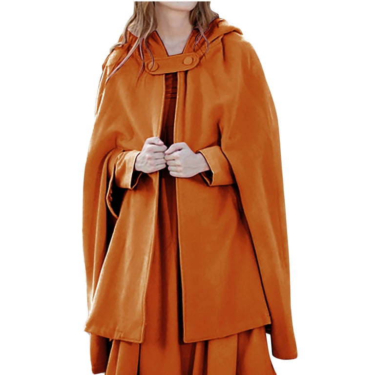 Women's Poncho Cape with Pockets, Hooded Cloak for Women Plus Size