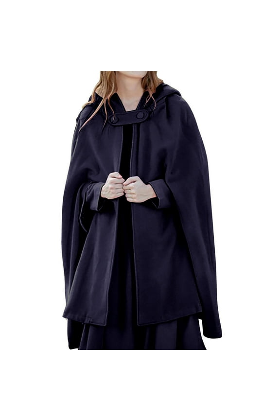 Women's Poncho Cape with Pockets, Hooded Cloak for Women Plus Size Open Front Cardigan Shawls Coat Trench Outwear (X-Large, Purple)