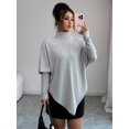 thumbnail image 1 of Women's Poncho Pullover Sweater Turtleneck Long Sleeve Knit Top Loose Fit for Casual Outings, 1 of 6