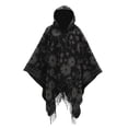 thumbnail image 1 of Women's Poncho Sweater Cozy Knit Tassel Fringe Shawl Wraps for Fall Winter Vintage Boho Floral Cape Oversized Cloak, 1 of 2