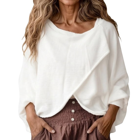 Women's Poncho Sweater, Cross Front Lightweight Knit Wrap for Women, Solid Color Cape Sweater Shawl Wrap, Casual Knit Poncho for Evening Dress, Versatile Ladies Shawl Wrap Top White