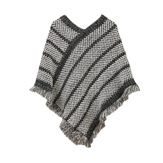 Women's Poncho Sweater - Long Sleeve Warm Knit Wrap Shawl with V-Neck, Asymmetric Hem for Casual Winter Wear, Travel, Christmas, Plus Size Lagenlook Pullover