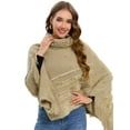 thumbnail image 1 of Women's Poncho Sweater Shawl Warm Wrap Hooded Cape with Fringe for Indoor and Outdoor, 1 of 6