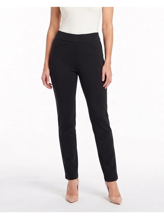 Women's Ponte Butt Lifter Pants – Stretch High-Waisted Tummy Control Shaping Leggings, XLarge