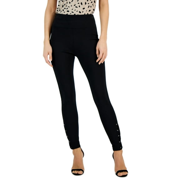 Women's Ponte Lace-Up Skinny Pants Deep Black M