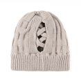 thumbnail image 1 of Women's Ponytail Beanie Hat, Criss Cross Knit Ponytail Hat for Women, Warm Winter Hat for Women with Ponytail Hole, Soft Stretch Messy Bun Knit Hat for Women, Cute Winter Beanie Hat for Women, 1 of 1