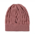 thumbnail image 1 of Women's Ponytail Beanie Hat, Criss Cross Knit Ponytail Hat for Women, Warm Winter Hat for Women with Ponytail Hole, Soft Stretch Messy Bun Knit Hat for Women, Cute Winter Beanie Hat for Women, 1 of 1
