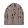 thumbnail image 1 of Women's Ponytail Beanie Hat, Criss Cross Knit Ponytail Hat for Women, Warm Winter Hat for Women with Ponytail Hole, Soft Stretch Messy Bun Knit Hat for Women, Cute Winter Beanie Hat for Women, 1 of 1