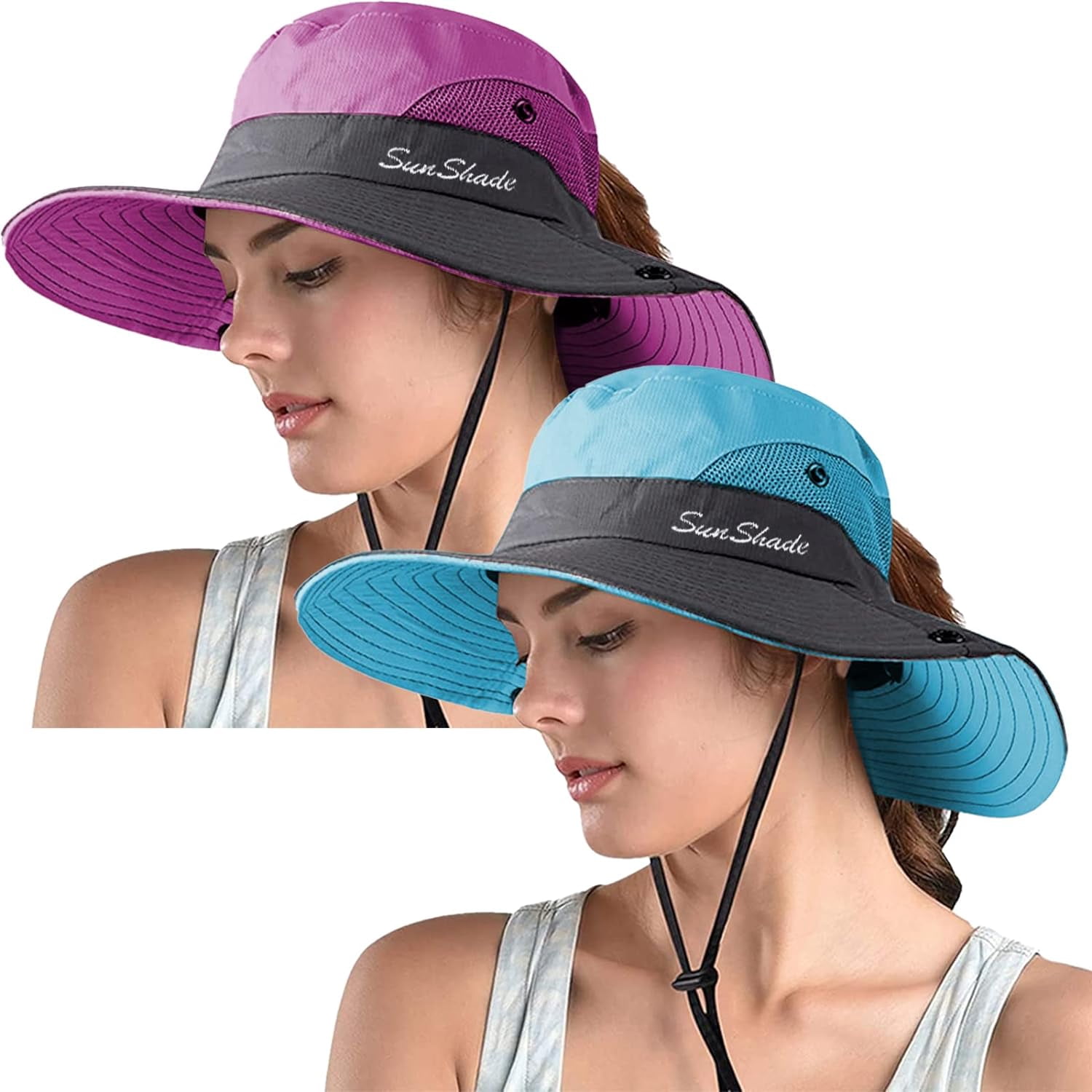 UPF 50+ Waterproof Fishing Safari Sun Hat with Ponytail Hole Women main image 2