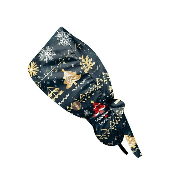 Women's Ponytail Scrub Cap - Fashion Print Surgical Hat for Nurses Medical Workers Chef, Comfortable Cotton Bouffant Cap with Adjustable Tie (1PC)