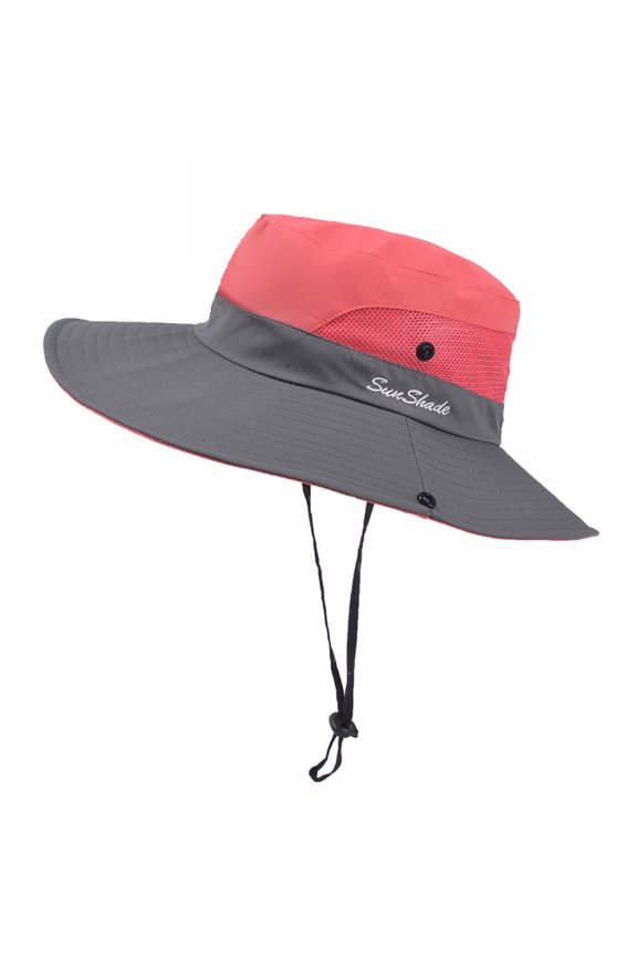 Women's Ponytail Sun Hat UV Protection Foldable Mesh Wide Brim Beach Fishing Hat(Multicolor A)