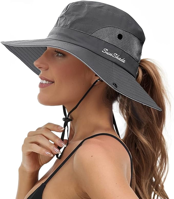 Women-s-Ponytail-Sun-Hat-Wide-  display picture 1