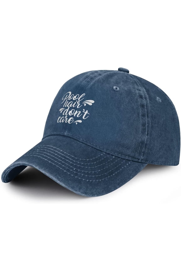 Women's Pool Hair Don't Care Hat for Men Women, Adjustable Vintage Distressed Washed Baseball Cap for Dad Mom