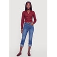 thumbnail image 1 of Women's Poplin Ruched Side Button Front Shirt, 1 of 4