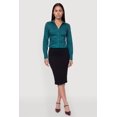 thumbnail image 1 of Women's Poplin Ruched Side Button Front Shirt, 1 of 4