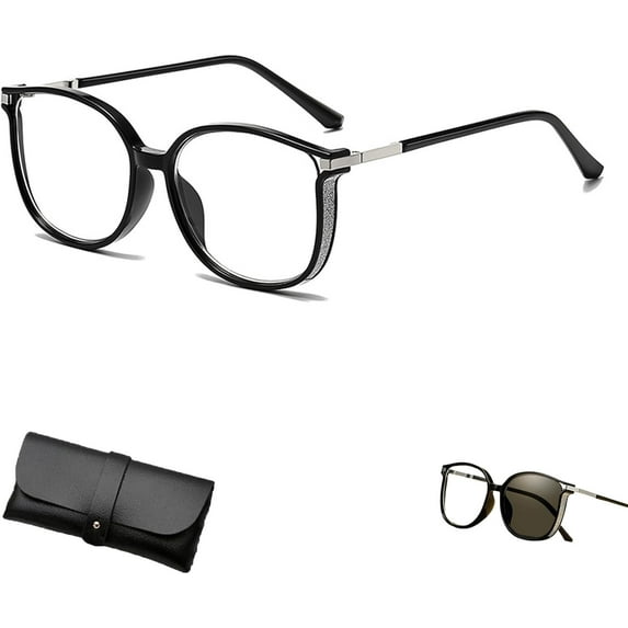 Women's Portable Anti-Blue Light Reading Glasses with Sparkling Diamonds, Intelligent Dual Focus Glasses , Fashion Color-Changing Lens for Eye Protection