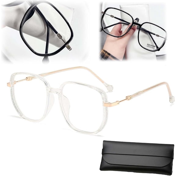 Women's Portable Fashion Anti-blue Light Reading Glasses,with Sparkling Bling Diamonds,Square Blue Light Blocking Portable Ultralight Eyeglasses