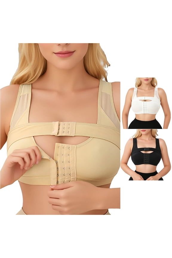 Women's Post Bra Front Closure Adjustable Compression Band Supportive Recovery Innerwear for Enhanced Pressure and Shaping Long Lined Sports Bra Wireless Bras Womens Strapless Bras Bandeau