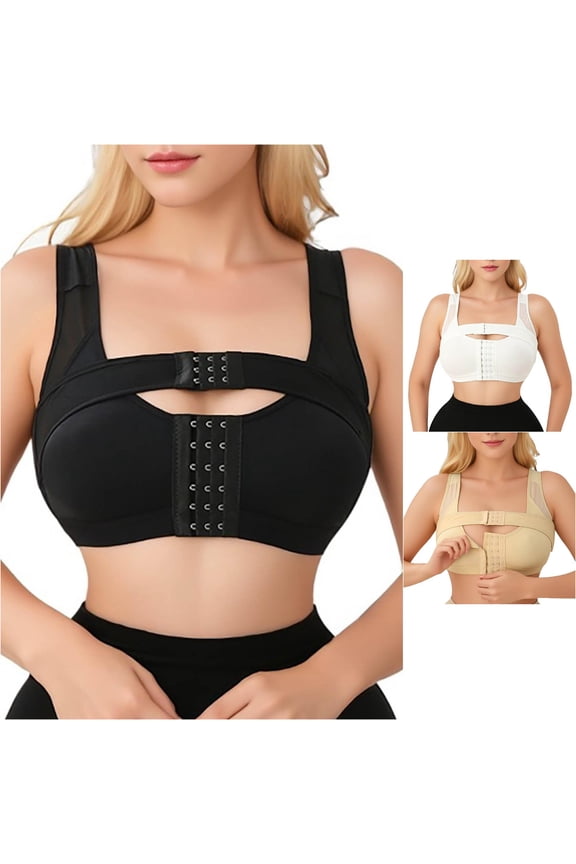 Women's Post Bra Front Closure Adjustable Compression Band Supportive Recovery Innerwear for Enhanced Pressure and Shaping Long Lined Sports Bra Wireless Bras Womens Strapless Bras Bandeau