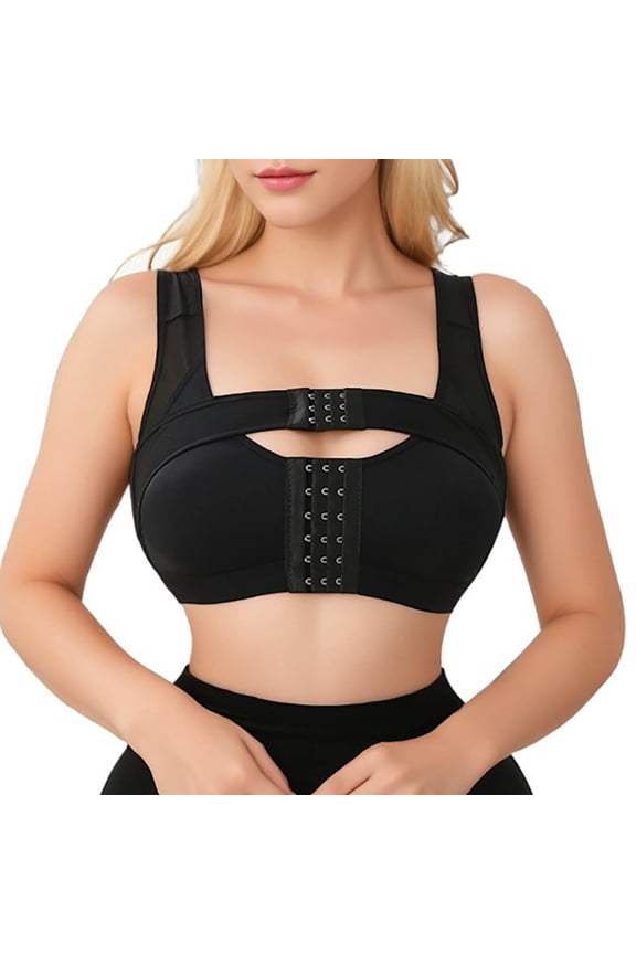 Women's Post Bra Front Closure Adjustable Compression Band Supportive Recovery Innerwear for Enhanced Pressure and Shaping for Postpartum Black XXXL