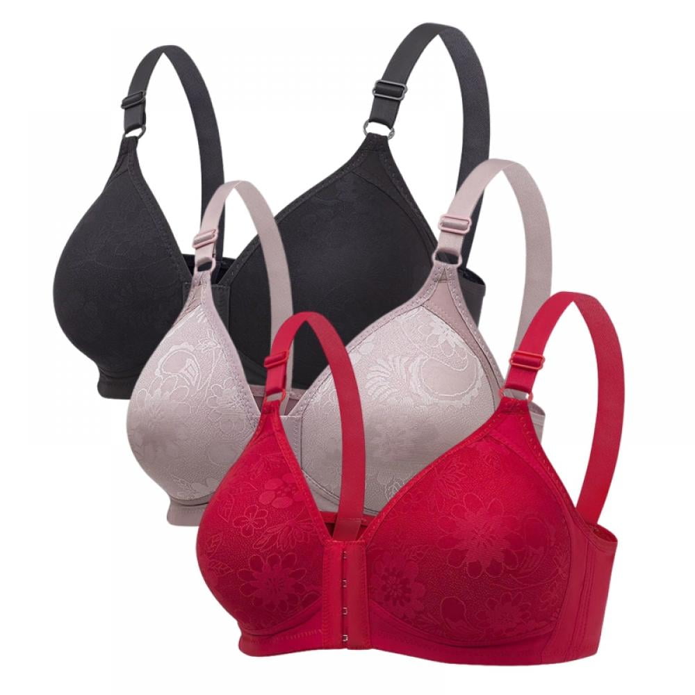 Women's Post-Surgery Front Closure Brassiere Sports Bra, Pack of 3