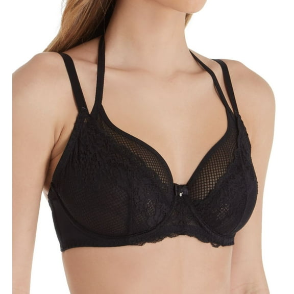 Women's Pour Moi 11802 Contradiction Suspense Double Strap Underwire Bra (Black 38C)