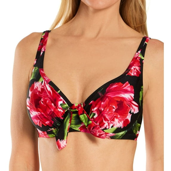 Women's Pour Moi 12902 Orchid Luxe Underwire Non Padded Bikini Swim Top (Black/Pink 38D)