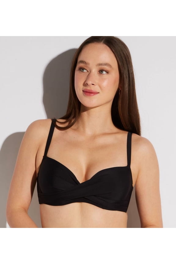 Women's Pour Moi 13208 Free Spirit Padded Underwire Swim Top (Black 38D)