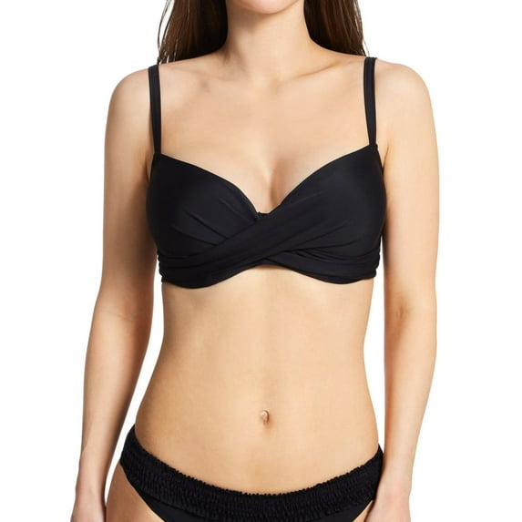 Women's Pour Moi 13208R Free Spirit Underwire Twist Front Swim Top (Black 34G)