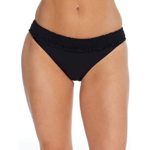 Women's Pour Moi 13213R Free Spirit Frill Waist Brief Recycled Swim Bottom (Black S)