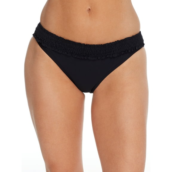 Women's Pour Moi 13213R Free Spirit Frill Waist Brief Recycled Swim Bottom (Black XL)