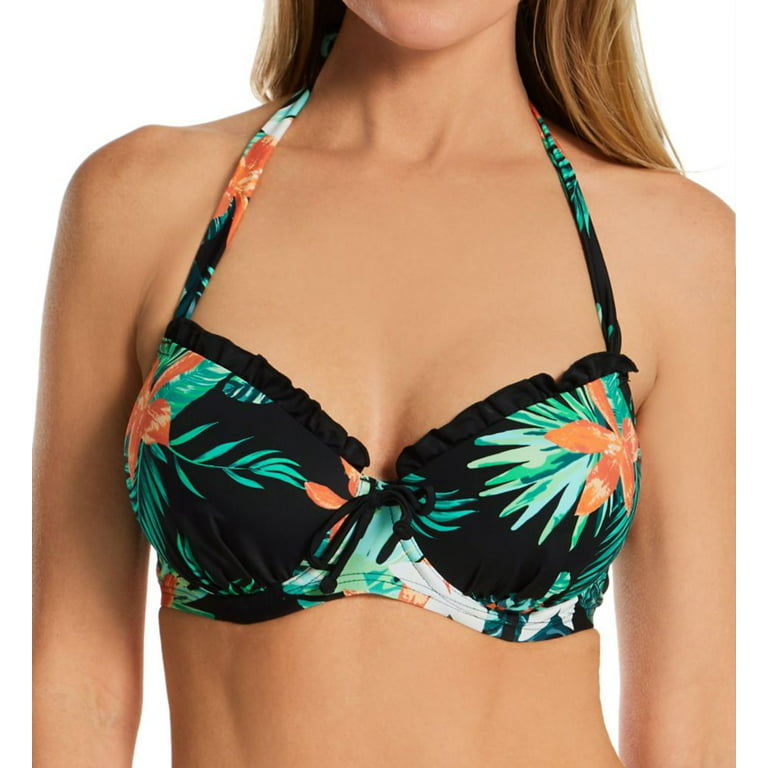 Women's Pour Moi 14100 Miami Brights Padded Halter Underwire Swim Top  (Tropical 34G)
